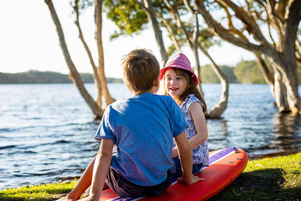 Children at Lennox Head tea tree lake