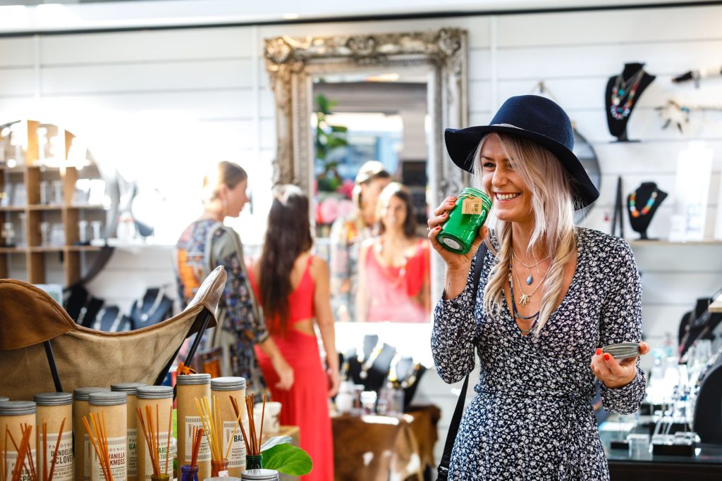 Girl shopping in lennox head boutique